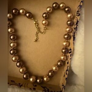 Roma Brown And Gold Faux Pearl Necklace